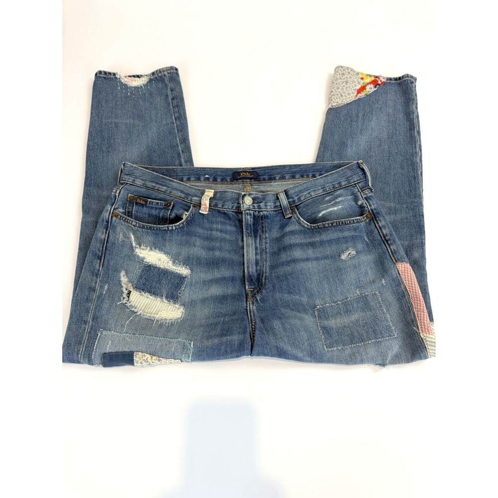 Polo Ralph Lauren The Avery Boyfriend Patchwork Jeans Size 30 - Picture 5 of 12